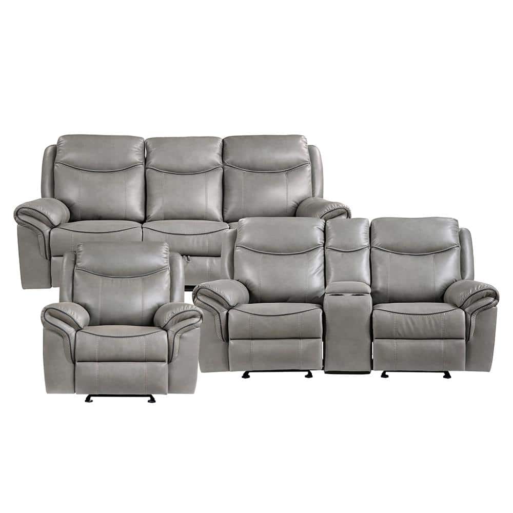 Creeley 88.5 in W Pillow Top Arm Faux Leather Rectangle Manual Reclining So