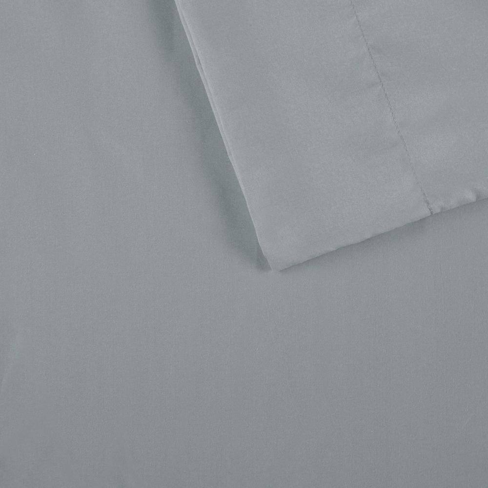 Twin Gray Microfiber Sheet Set with Side Storage Pockets