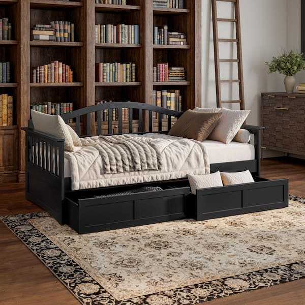 Mission Black Twin Daybed with Storage Drawers