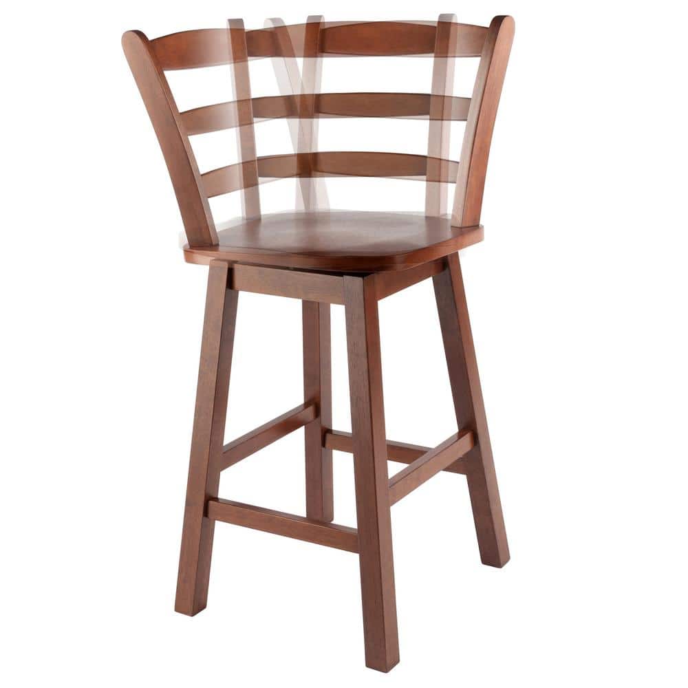 Scalera 24" Walnut Wood Swivel Counter Stool