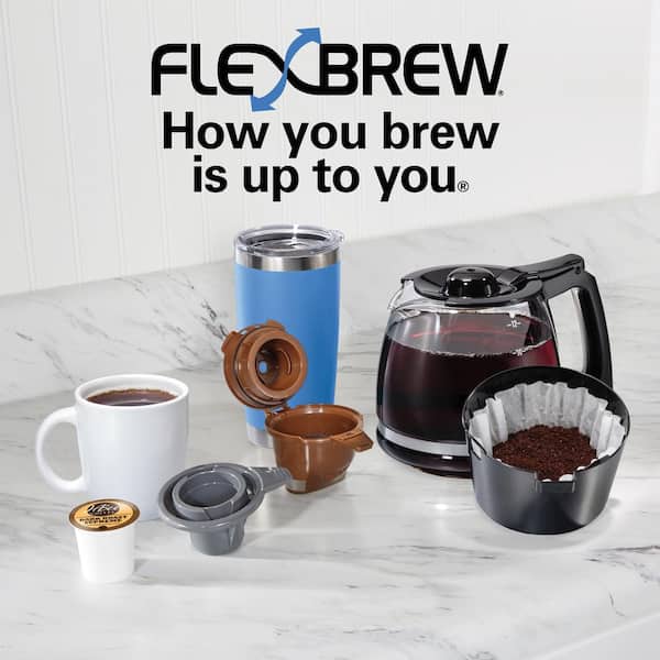 Hamilton Beach FlexBrew Trio 12-Cup Black Drip Coffee Maker with Single Cup  Brewer 49902 - The Home Depot