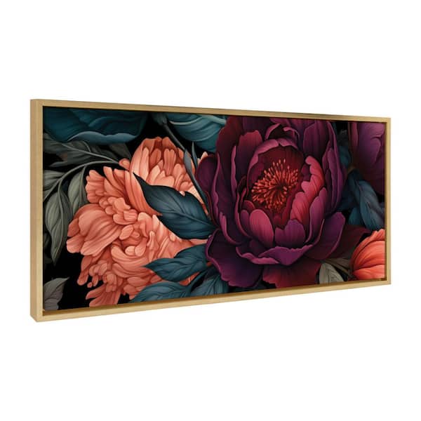 Kate and Laurel Sylvie Dark Academia Floral Framed Canvas by the Creative Bunch Studio (Set of 1) Nature Art Print 18.00 in. x 40.00 in.