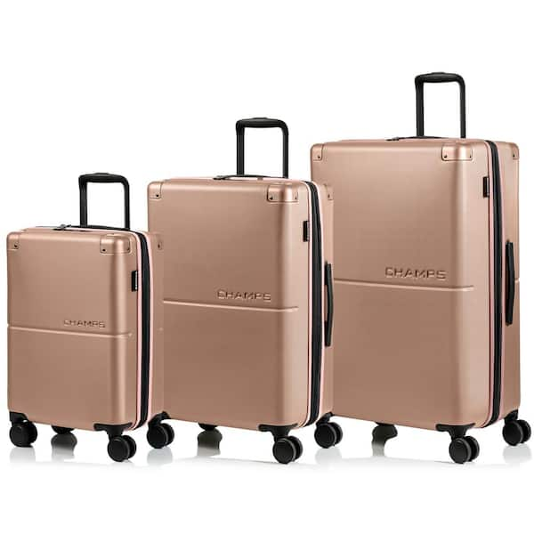 Champs 3 Piece Earth Hardside Luggage Set with USB Champagne