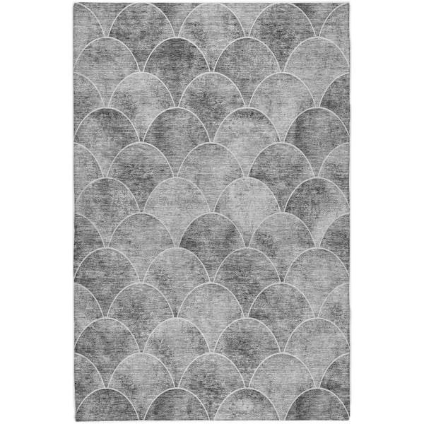 Dream Shag Premium Machine Washable Abstract ADS594 Gray 8 ft. x 10 ft. Area Rug