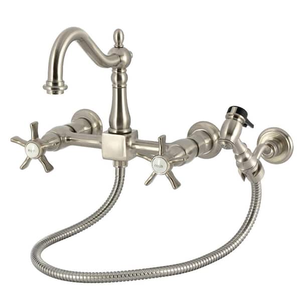 Hamilton 2-Handle Wall Mount Standard Kitchen Faucet in Brushed Nickel