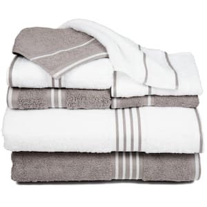 8-Piece White/Silver Rio Egyptian Cotton Bath Towel Set
