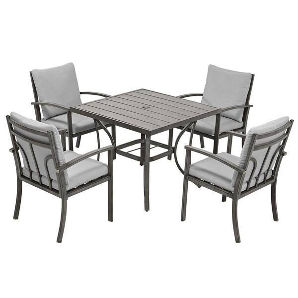 EGEIROSLIFE 5-Piece Aluminum Outdoor Dining Set with Table and Washable ...