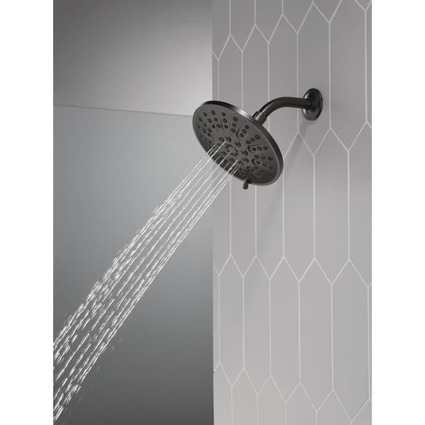 4-Spray Patterns 7.94 in. Wall Mount Fixed Shower Head in Matte Black