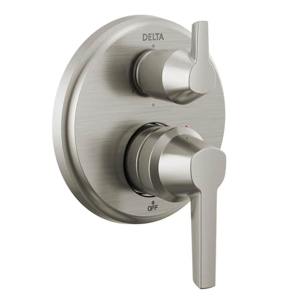 Delta Galeon 2-Handle Wall Mount Diverter Trim Kit with 6-Setting Integrated in Lumicoat Stainless (Valve Not Included)