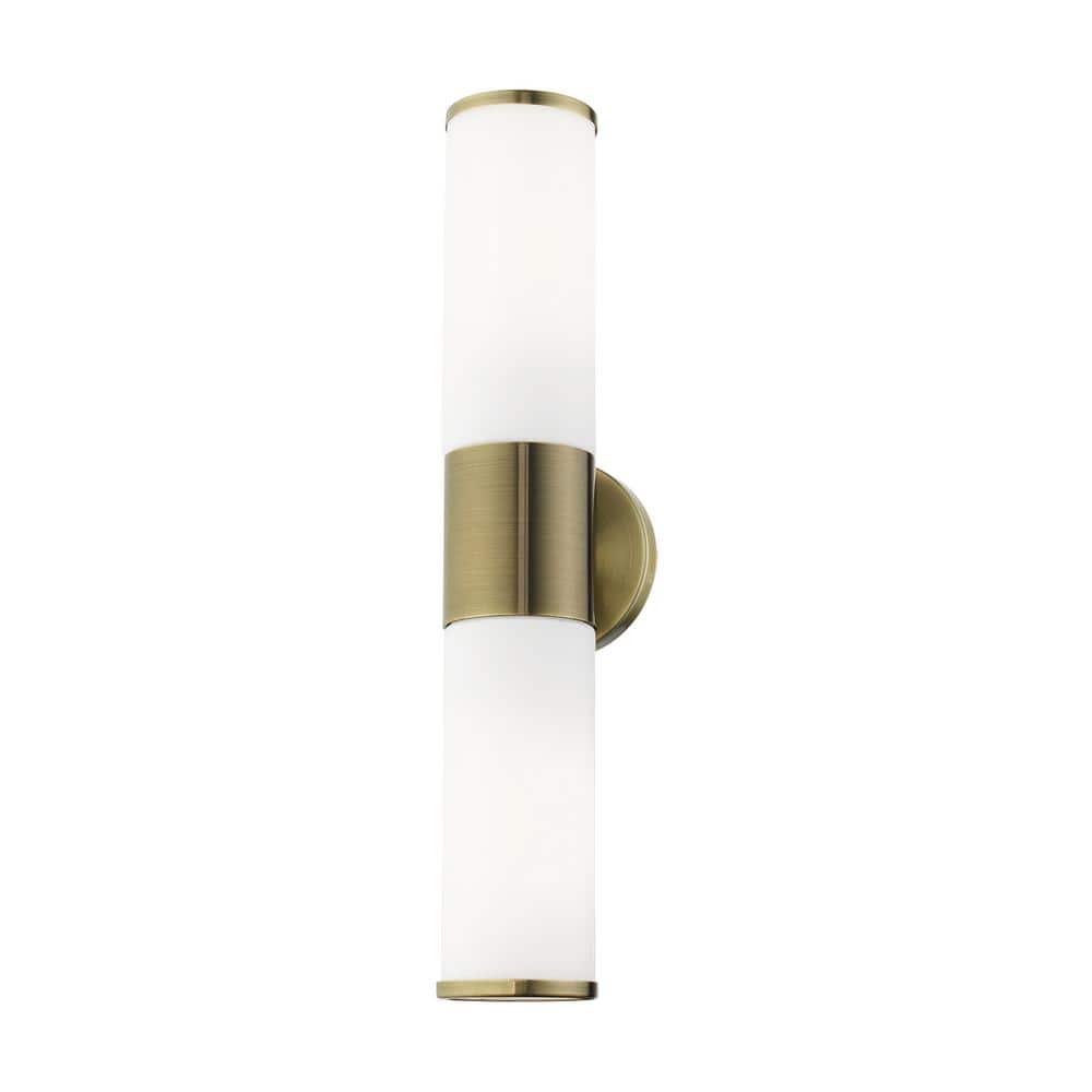 Antique Brass 2-Light Wall Mount Vanity Sconce