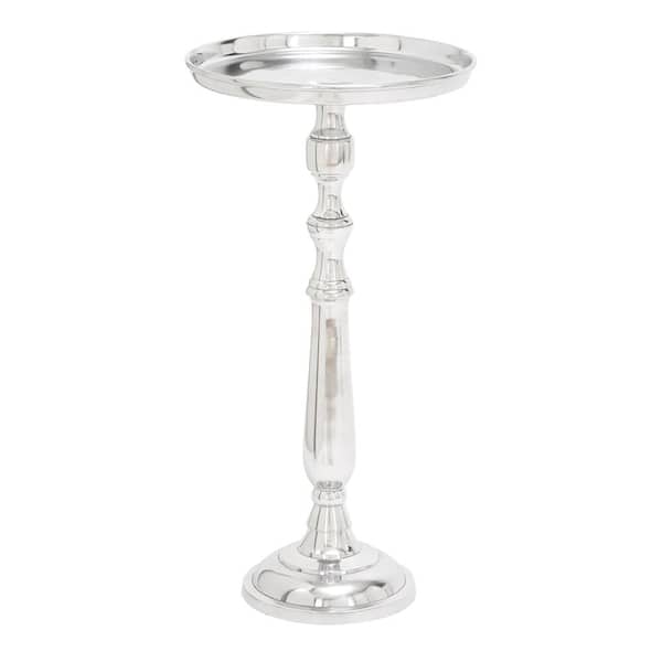 Litton Lane Silver New Traditional Round Aluminum Tray Table