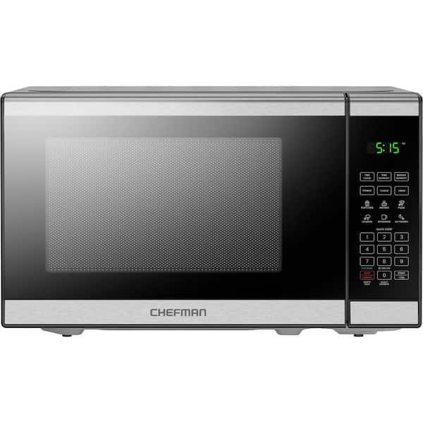 Chefman 0.7 cu. ft. Countertop Microwave in Black Stainless Steel with  Presets, Power Levels, Mut, Child lock, 700 Watts RJ55-SS-7 - The Home Depot