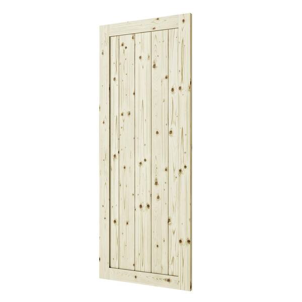 26 in. x 84 in. Rustic1-Panel Unfinished Knotty Pine Interior Barn Door Slab