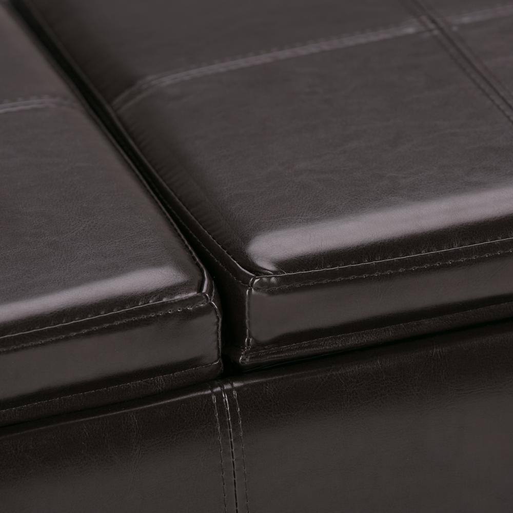 Tanners Brown Faux Leather Storage Ottoman with Serving Trays