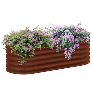 59 in. x 23.5 in. x 16.5 in., Galvanized Steel Raised Garden Bed Kit, Planter Box with Safety Edging, Brown