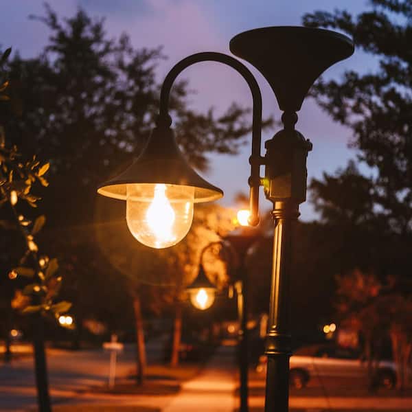 GAMA SONIC Everest 20 in. Black Outdoor Integrated LED Modern