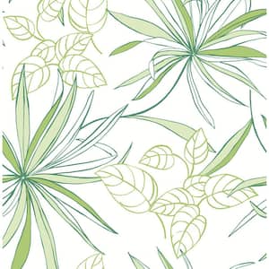 Green Spider Plants Botanical Peel and Stick Wallpaper 30.75 sq. ft