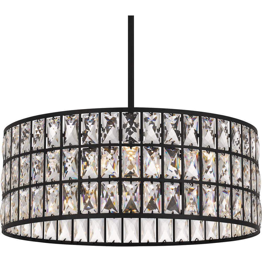 Gibson Matte Black Crystal Drum Pendant Light