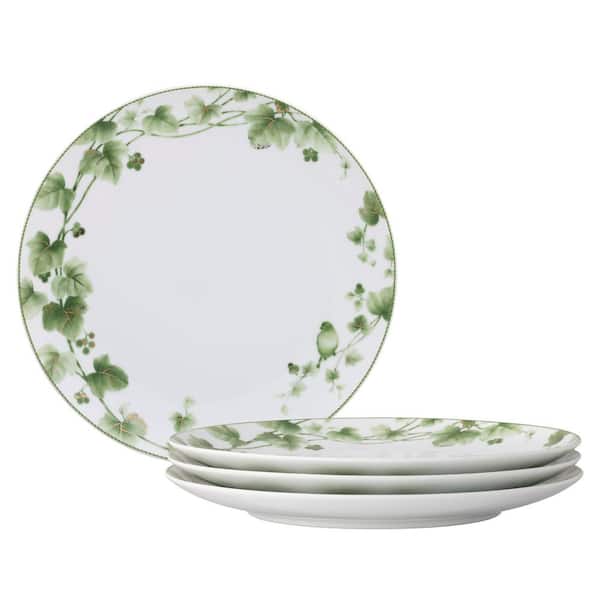 Noritake 大皿 4枚セット ホワイト/グリーン◎E255 Noritake Noritake Ivy Whisper 10.5 in. Porcelain (Green) Dinner