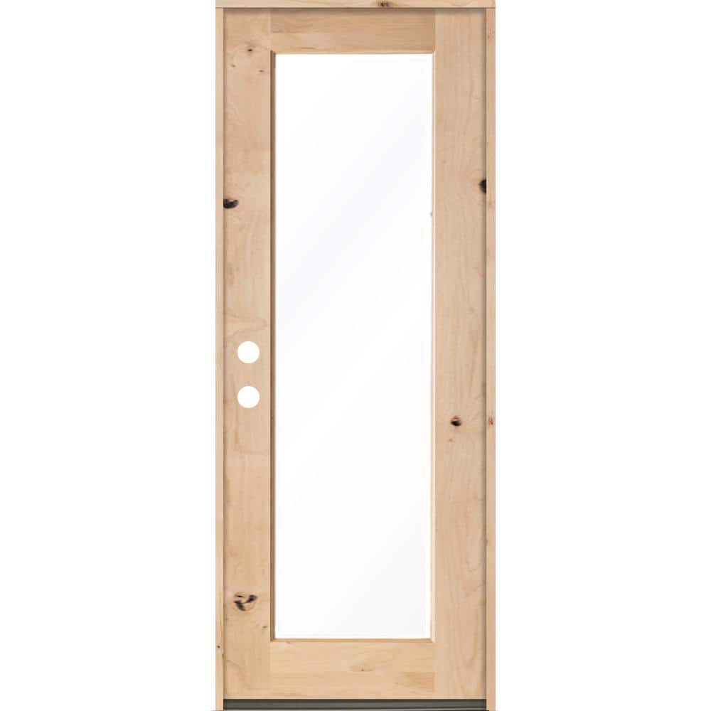 32 in. x 96 in. Rustic Knotty Alder Full-Lite Clear Low-E Unfinished Wood Right-Hand Inswing Exterior Prehung Front Door price history on PriceWatchPro