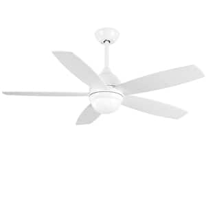 52 in. Metal Indoor Matt White Integrated LED Indoor Lighting Ceiling Fan with 2 Downrods and Double-Faced