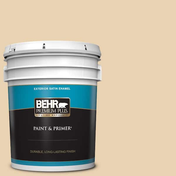 BEHR PREMIUM PLUS 5 gal. #S300-2 Powdered Gold Satin Enamel Exterior Paint & Primer