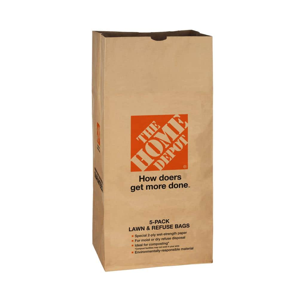 The Home Depot 30 Gal. Paper Lawn and Leaf Bags - 5 Count HDLL1635 - The  Home Depot