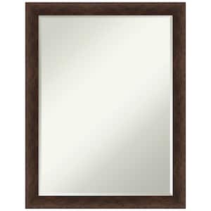 Warm Walnut Narrow 21 in. x 27 in. Petite Bevel Casual Rectangle Wood Framed Wall Mirror in Brown