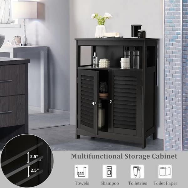 Costway 23.5 in. W x 12 in. D x 31.5 in.H Black P2 MDF Beadboard