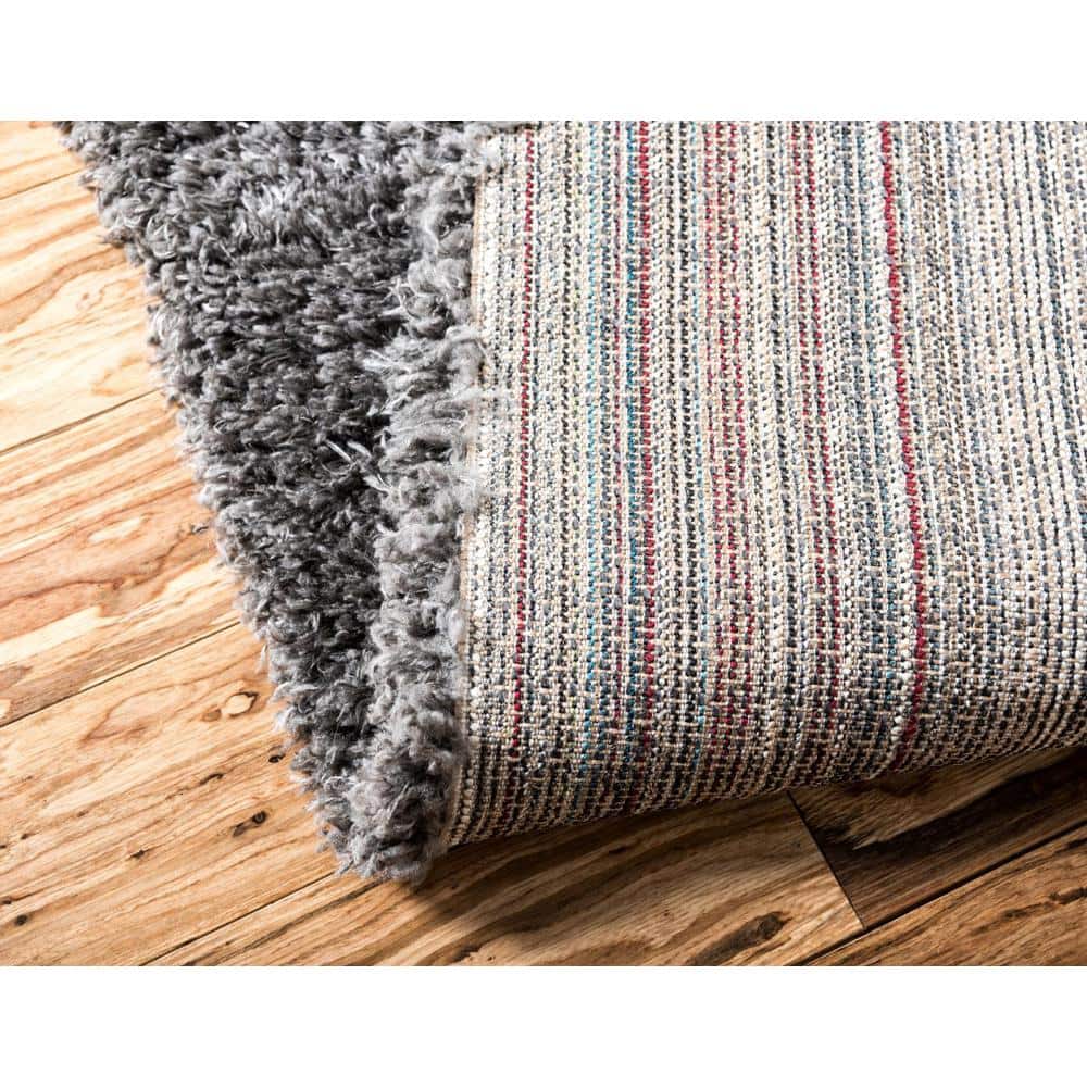 Slate Gray Synthetic Shag Rectangular Indoor Rug 2' x 3'