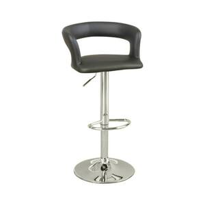 38 in. Black and Silver Metal Base Bar Stool With Faux Leather Seat And Gas Lift (Set of 2)