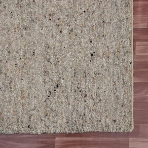 Andrew Natural 5 ft. x 7 ft. Solid Hand-Woven Wool Blend Rectangle Area Rug