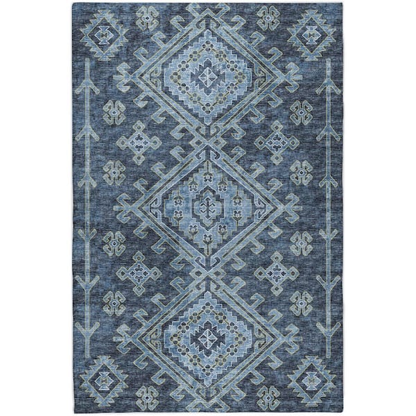 Dream Shag Premium Machine Washable Abstract ADS73 Blue 9 ft. x 12 ft. Area Rug
