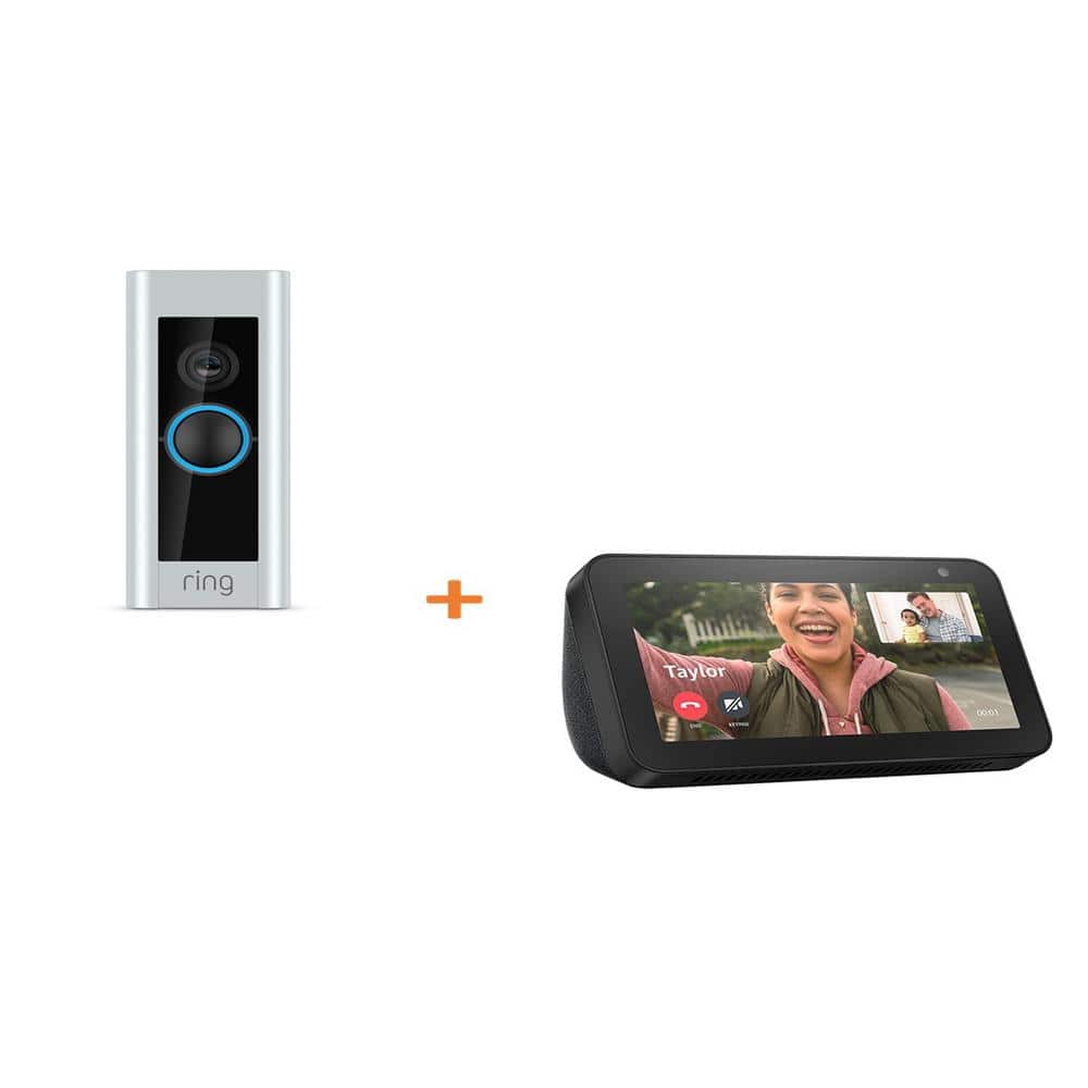 Amazon 1080P HD WiFi Video Wired Smart Door Bell Pro Camera, Smart Home, Works with Alexa with Echo Show 5- Charcoal, Satin Nickel