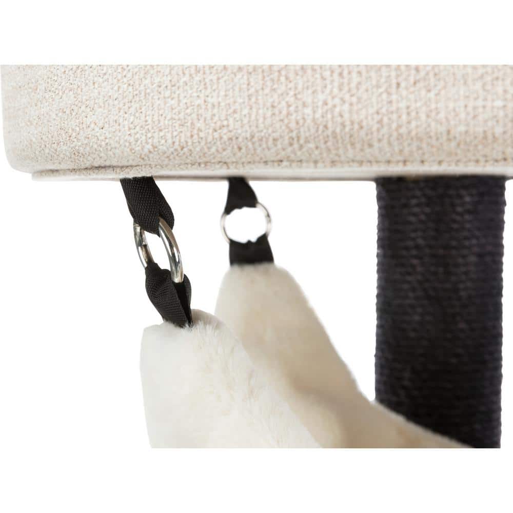 Cream and Black Sisal Freestanding Cat Tree with Hammock
