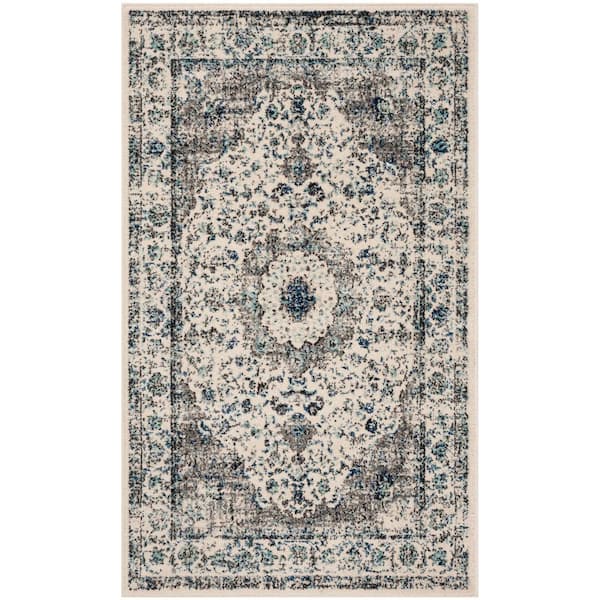 Evoke 3 ft. x 5 ft. Gray/Ivory Border Area Rug