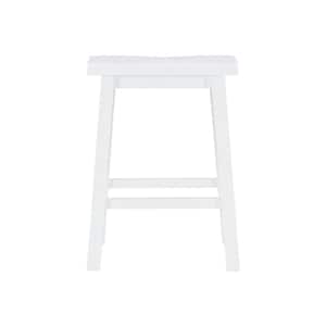 Darby White Backless Counter Stool with Saddle Style Seat