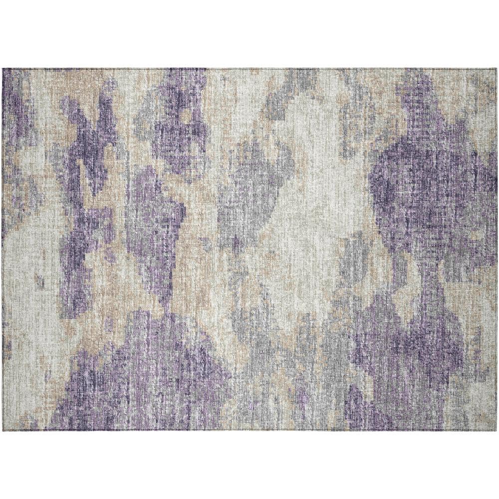 Accord 1 ft. 8 in. x 2 ft. 6 in. Purple Abstract Indoor/Outdoor Washable Ar