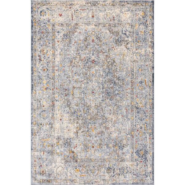 nuLOOM Reagan Vintae Medallion Light Gray 8 ft. 10 in. x 12 ft. Area Rug