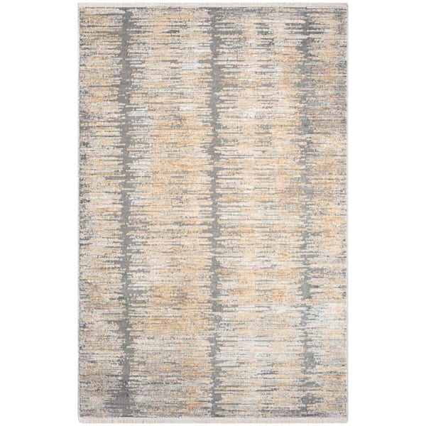 Nourison Modern Abstract Grey Gold 3 ft. x 5 ft. Abstract Contemporary Area Rug