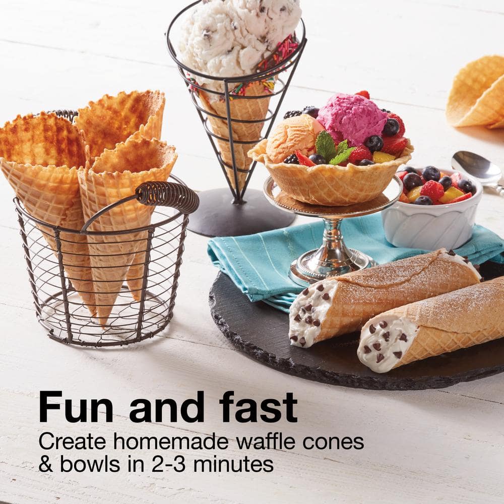 White Thermoplastic Adjustable Temperature Waffle Cone Maker