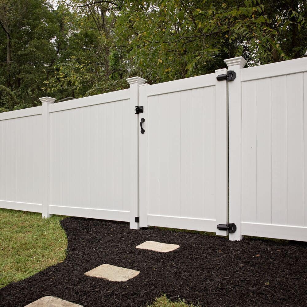Bolton 6-ft White Vinyl Privacy Fence Gate with Flat-top Design
