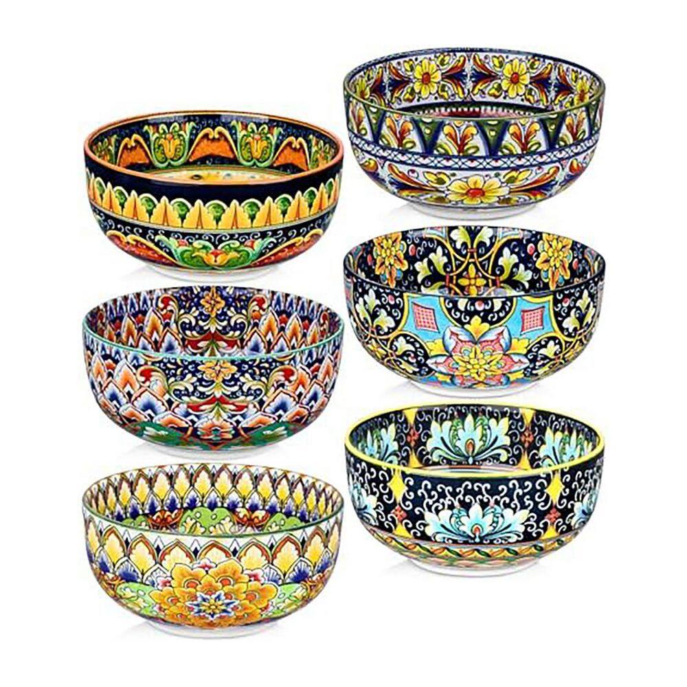 28 fl. oz. Colorful Multicolor Porcelain Cereal Bowls Set of 6 Bohemian Kitchen Dessert Salad Soup Pasta Oatmeal price history on PriceWatchPro