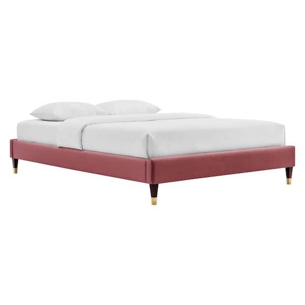 MODWAY Harlow Dusty Rose Pink Velvet Twin Performance Platform Bed Frame