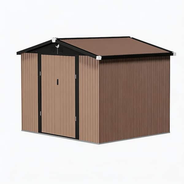 VAMOP 10 ft. W x 8 ft. D Metal Shed with Solar Light, Durable