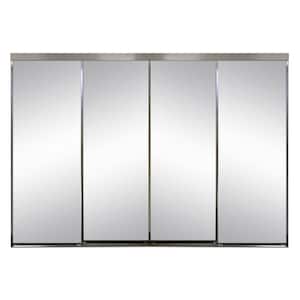 144 in. x 80 in. Polished Edge Mirror Framed with Gasket Interior Closet Sliding Door with Chrome Trim