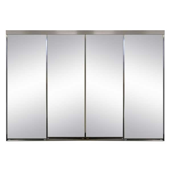 Impact Plus 144 in. x 84 in. Polished Edge Mirror Framed with Gasket Interior Closet Sliding Door with Chrome Trim