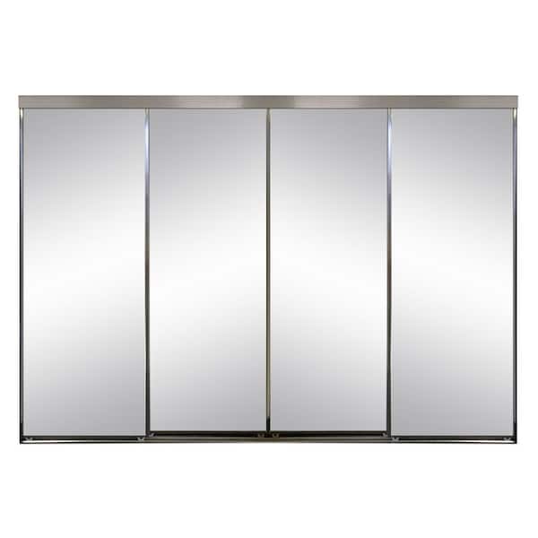 Impact Plus 144 in. x 96 in. Polished Edge Mirror Framed with Gasket Interior Closet Sliding Door with Chrome Trim
