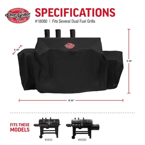 Char-Griller - Double Play 1,260 sq., in. 3-Burner Gas and Charcoal Grill in Black