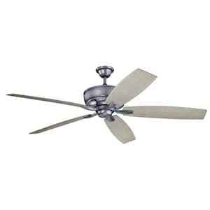 Monarch Patio 70 in. Indoor/Outdoor Weathered Steel Silver Downrod Mount Ceiling Fan with Wall Control